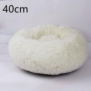 Cotton Pet Bed Winter Warm Sleeping Bed For Dogs Kennel Dog Round Cat Long Plush Puppy Cushion Mat Portable Cat Supplies